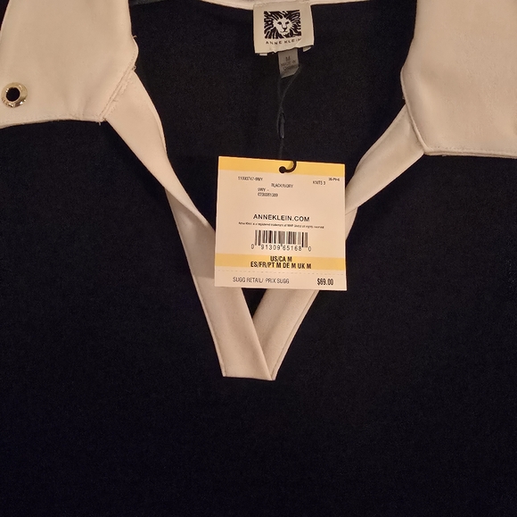 Anne Klein Black and Ivory Knit Top - Picture 1 of 9